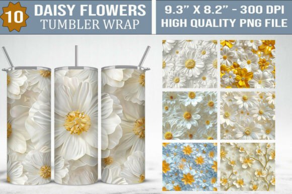3D Daisy Floral 20oz Tumbler Wrap