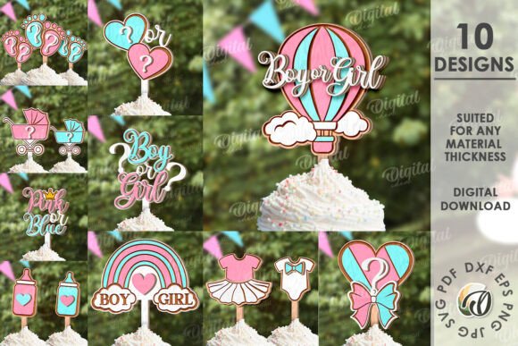 3D Gender Reveal Cake Toppers Bundle: The Digital Edge for Modern Celebrations