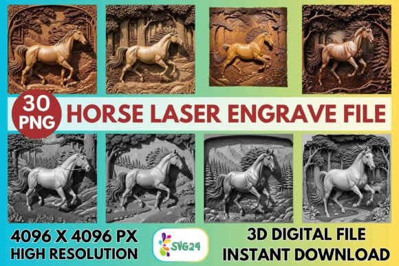 3D Horse Laser Engrave File for Precision