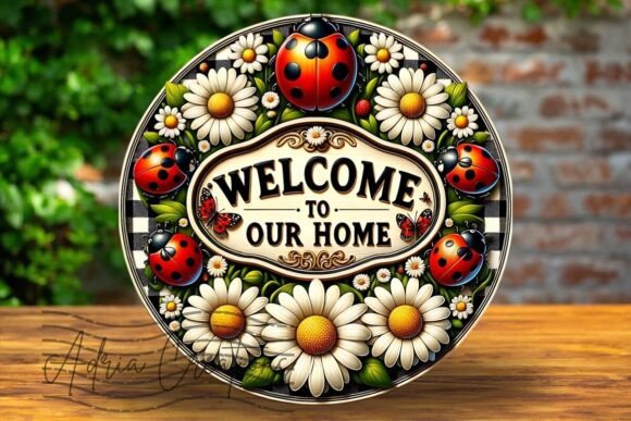 3D Ladybug Floral Welcome Wreath Sign: A Practical Asset for Digital Creators