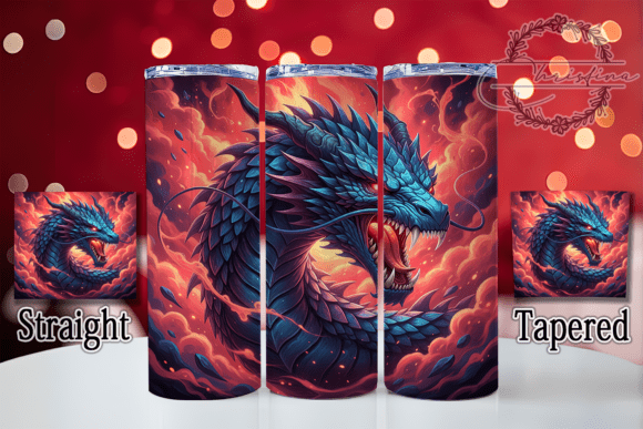 3D Majestic White Fantasy Dragon Tumbler Design