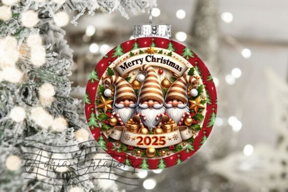 3D Merry Christmas 2025 Gnome Ornament Digital Download