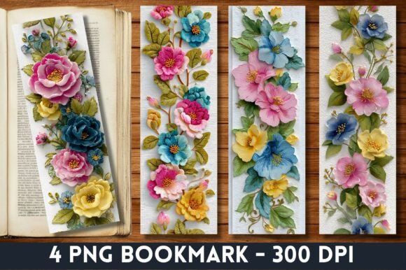 3D Pastel Peony & Rose Bookmarks