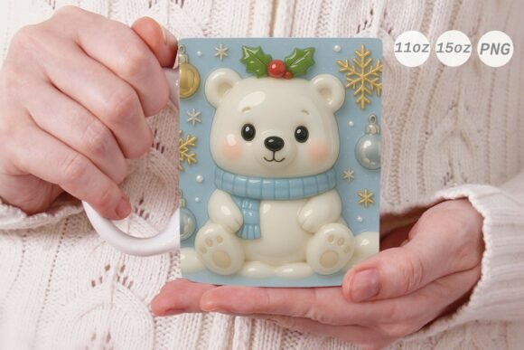 3D Polar Bear Christmas Mug Wrap