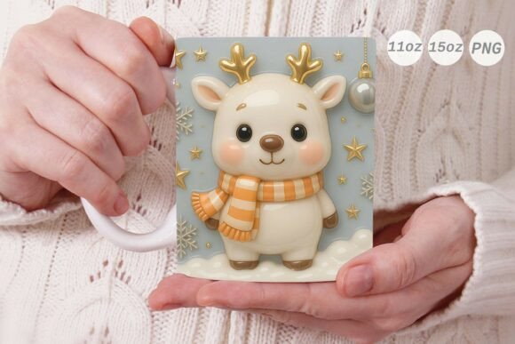 3D Porcelain Reindeer Xmas Mug Wrap