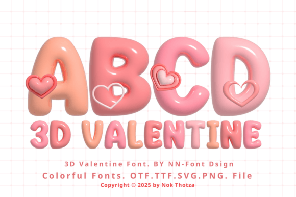 3d Valentine: A Glossy, Heart-Filled Display Typeface