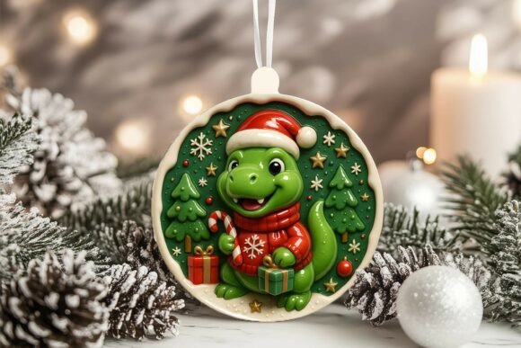 Bringing Prehistoric Charm to Your Holidays with the 3D Porcelain T-rex Christmas Ornament