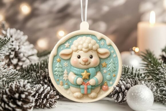 Charming 3D Porcelain Sheep Ornament