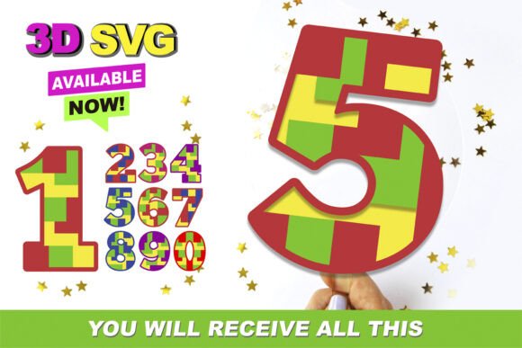 Color Building Blocks Numbers 3D SVG