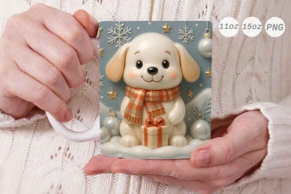 Creating Personalized Holiday Magic with a 3D Porcelain Effect Dog Xmas Mug Wrap