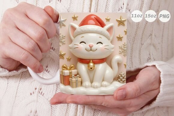 Creating Professional Holiday Gifts with the 3D Porcelain Effect Cat Xmas Mug Wrap