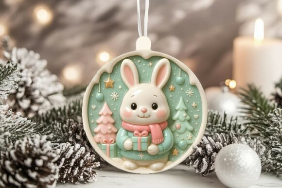 Elevate Your Holiday Decor with the 3D Porcelain Rabbit Christmas Ornament