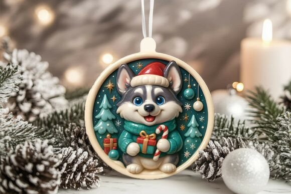 Elevating Holiday Decor with the 3D Siberian Husky Dog Xmas Ornament