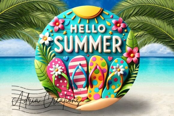 Enhance Your Summer Decor with the 3D Hello Summer Flip Flops Welcome Sign
