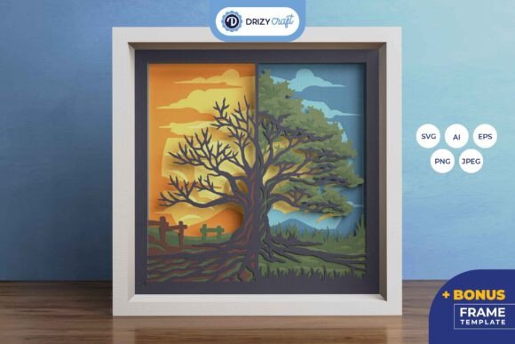 Mastering the Art of 3D Layered Paper Cutting: A Guide to the Half Green Half Bald Tree Design