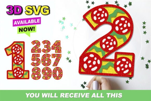 Pepperoni Numbers 3D SVG: Elevating Digital Crafting with Depth and Flavor