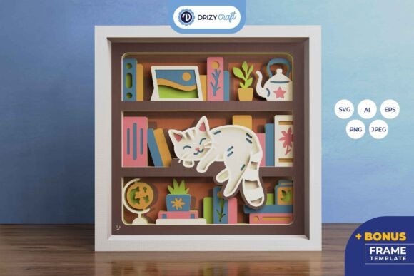 Sleeping Cat on Bookshelf 3D Layered: A Guide to Precision and Presentation
