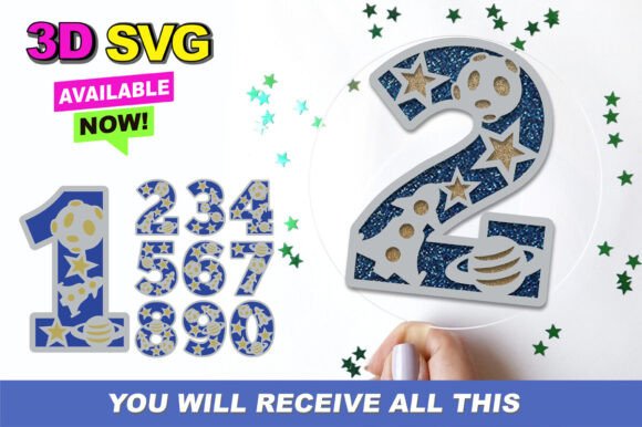 Space Numbers 3D SVG: Elevating Digital Craftsmanship with Cosmic Numerals