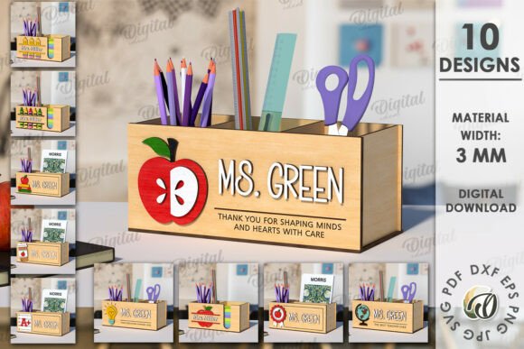 Transform Your Workspace with the 3D Teacher Pencil Holders Bundle