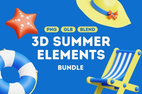 Tropical 3D Summer Pack: Elevate Your Designs with Vibrant Sunshine